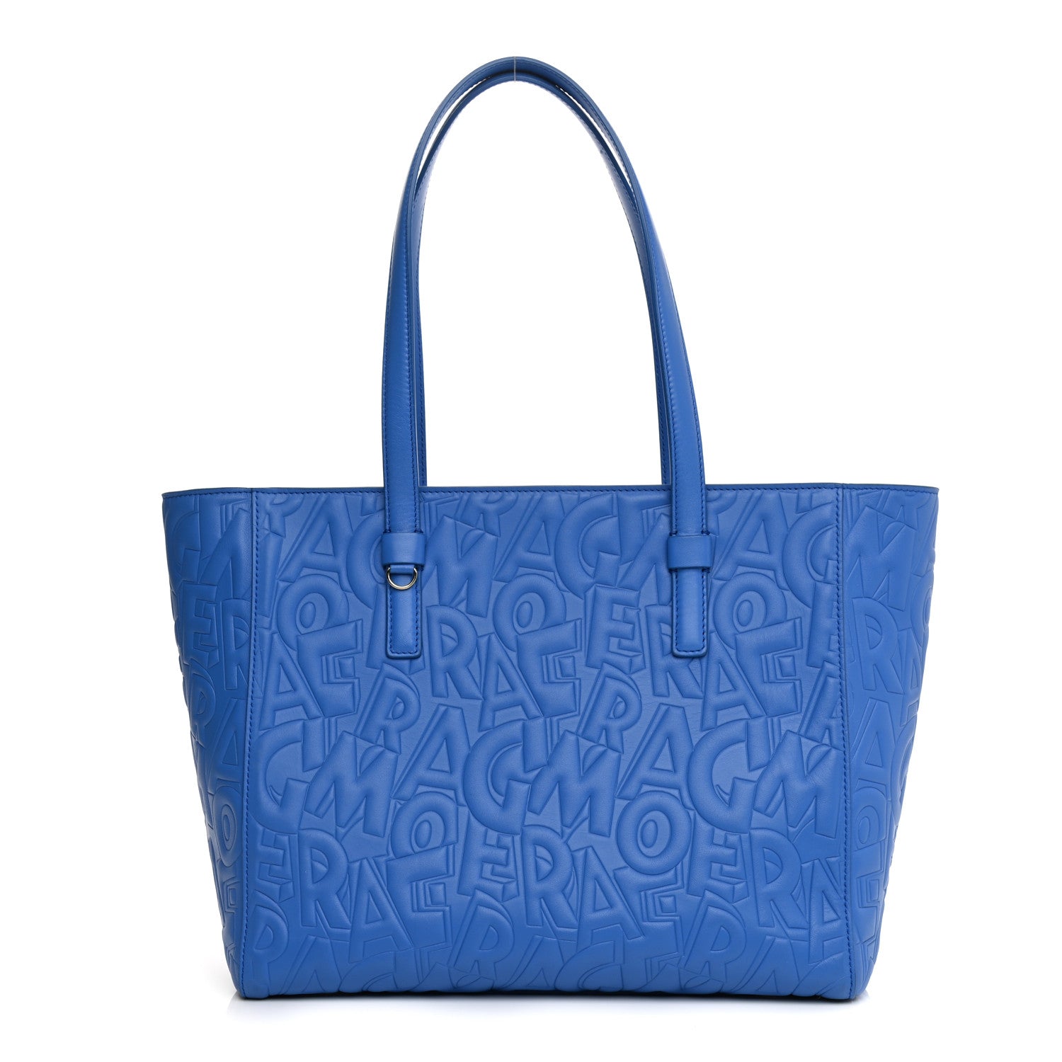 Salvatore Ferragamo Lambskin Logo Embossed Bonnie Tote Turquoise 2 of 15