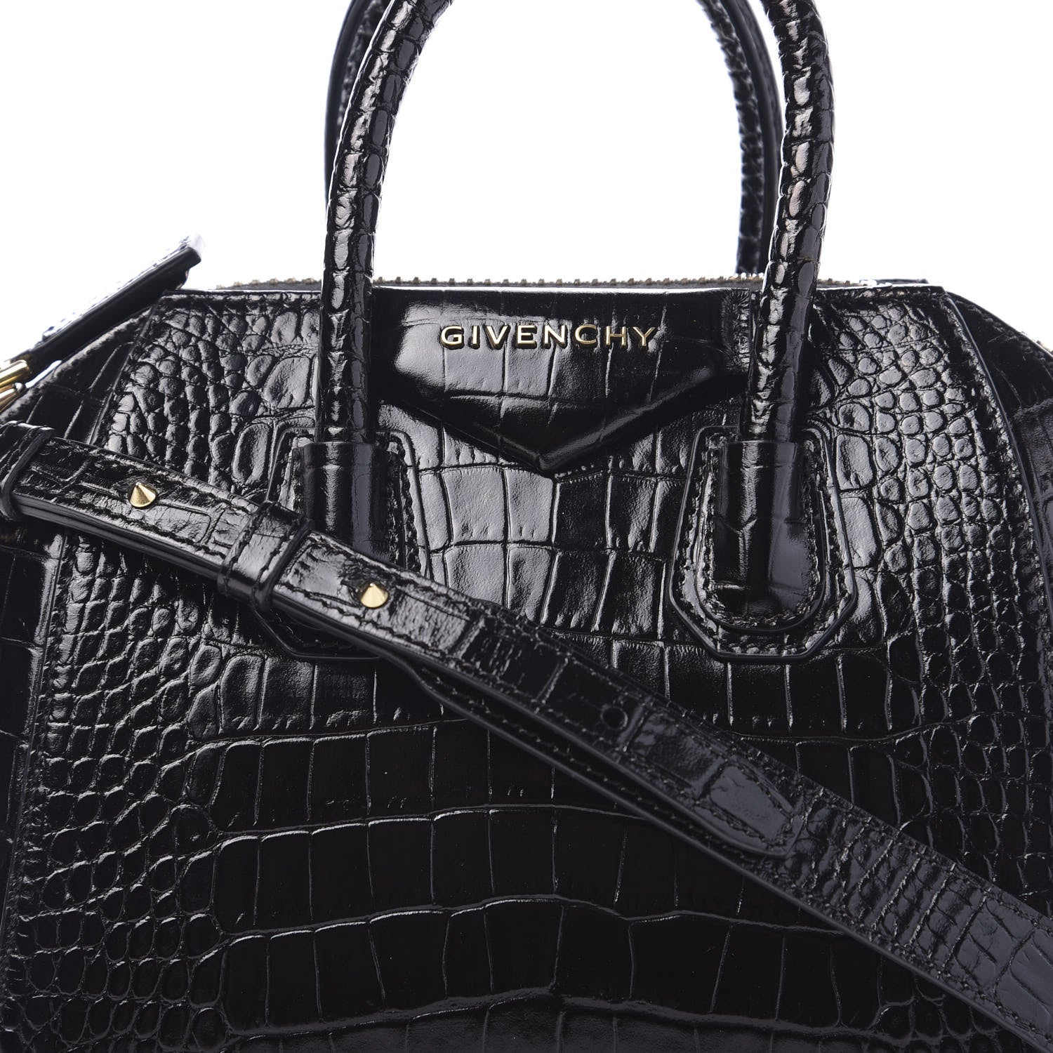 Givenchy Calfskin Crocodile Embossed Mini Antigona Black 11 of 11