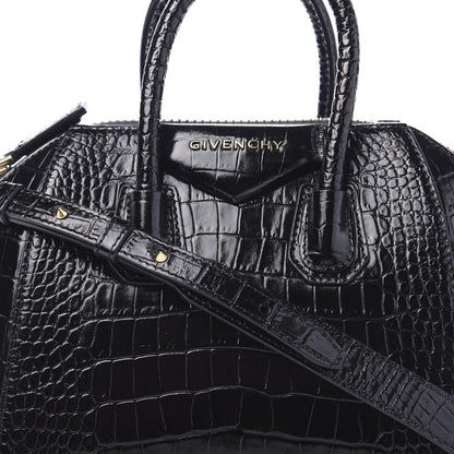 Givenchy Calfskin Crocodile Embossed Mini Antigona Black 11 of 11