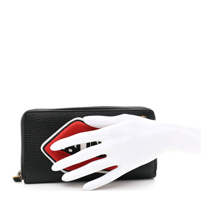 Gucci Pebbled Calfskin Blind For Love Zip Around Wallet Black 2 of 9