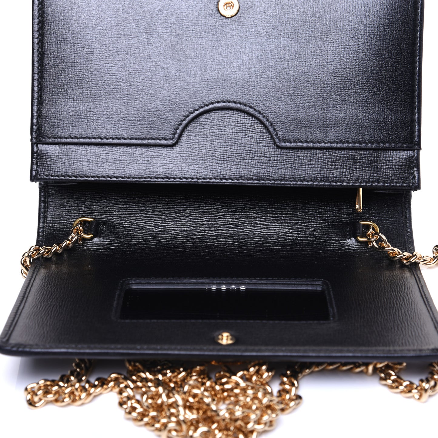 Azalea Calfskin Marina Chain Wallet Black