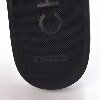 Chanel Satin Canvas Chain Flat Sandals 37 Marine 7 of 12