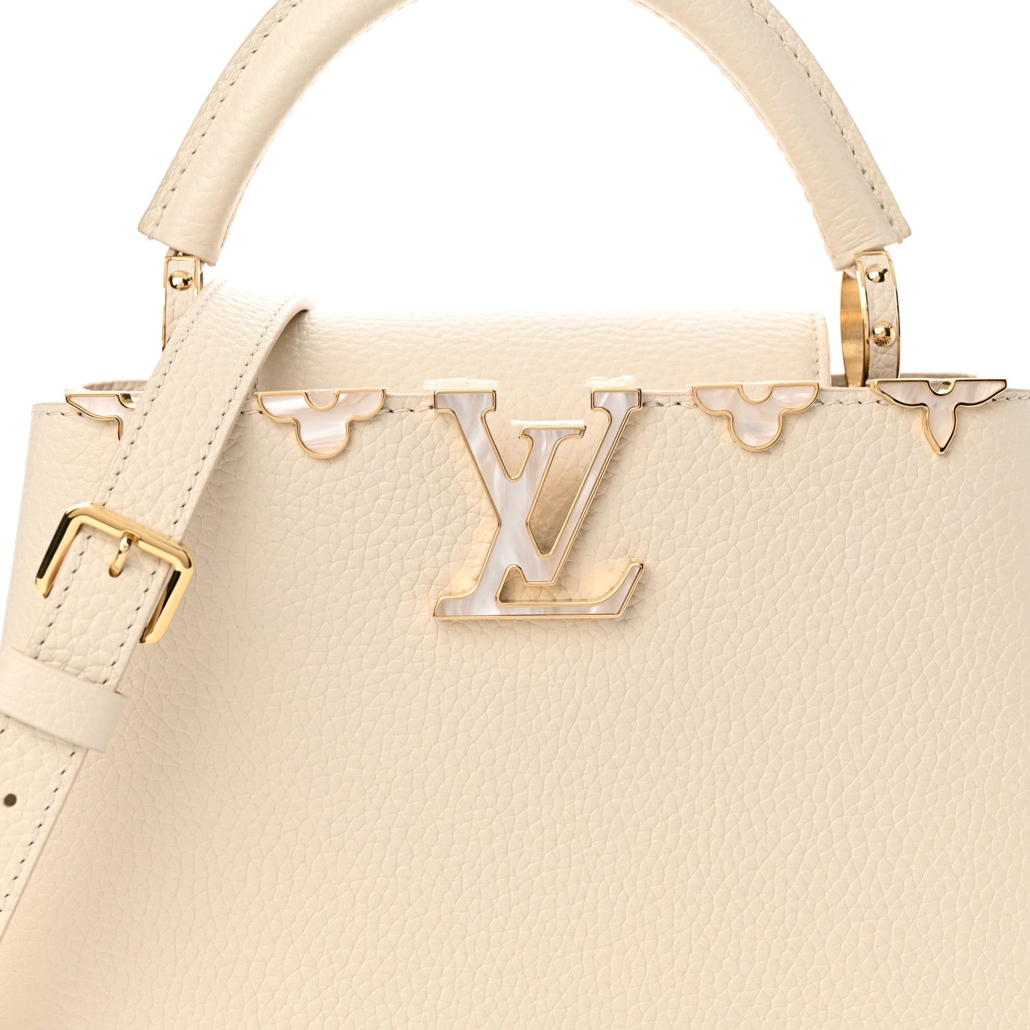 Louis Vuitton Taurillon Mother of Pearl Flowers Capucines BB Creme Nacre 7 of 11