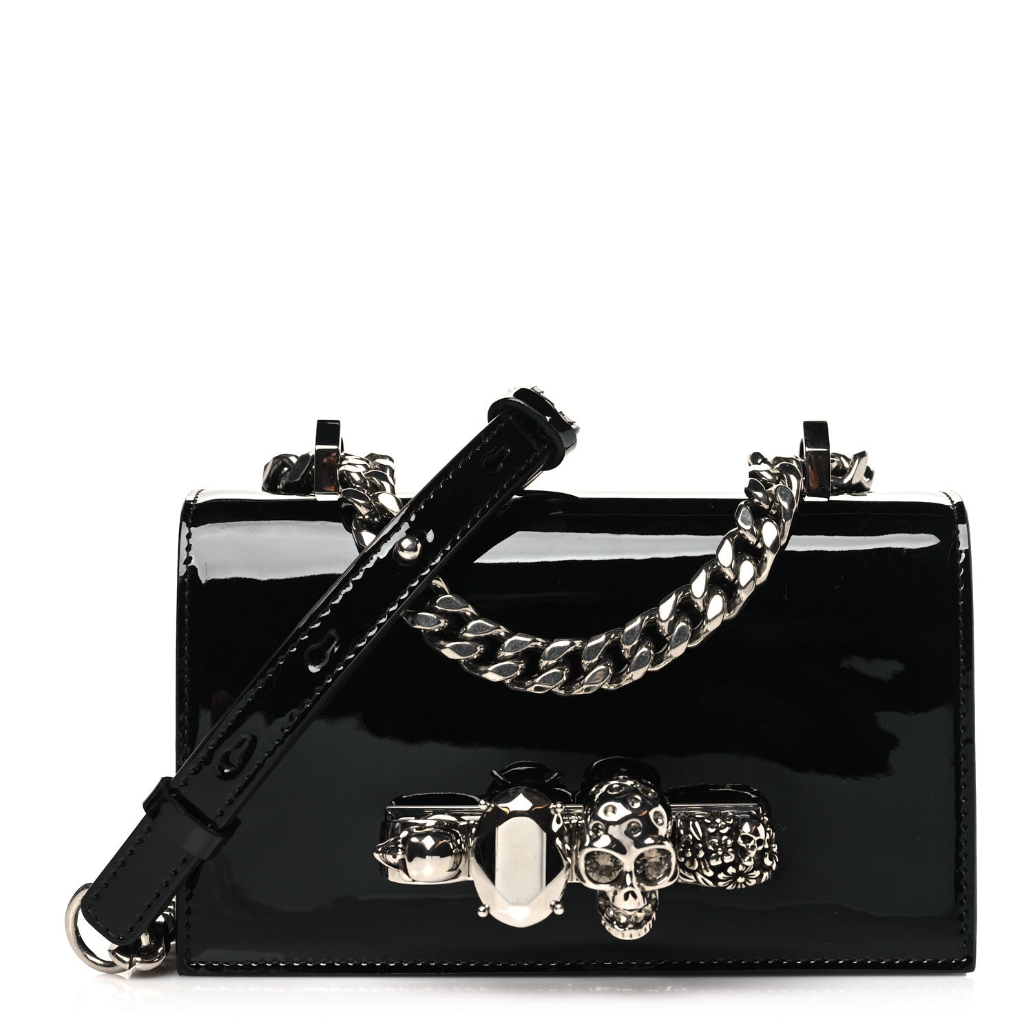 Alexander McQueen Patent Jeweled Satchel Black 1 of 9