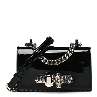 Alexander McQueen Patent Jeweled Satchel Black 1 of 9