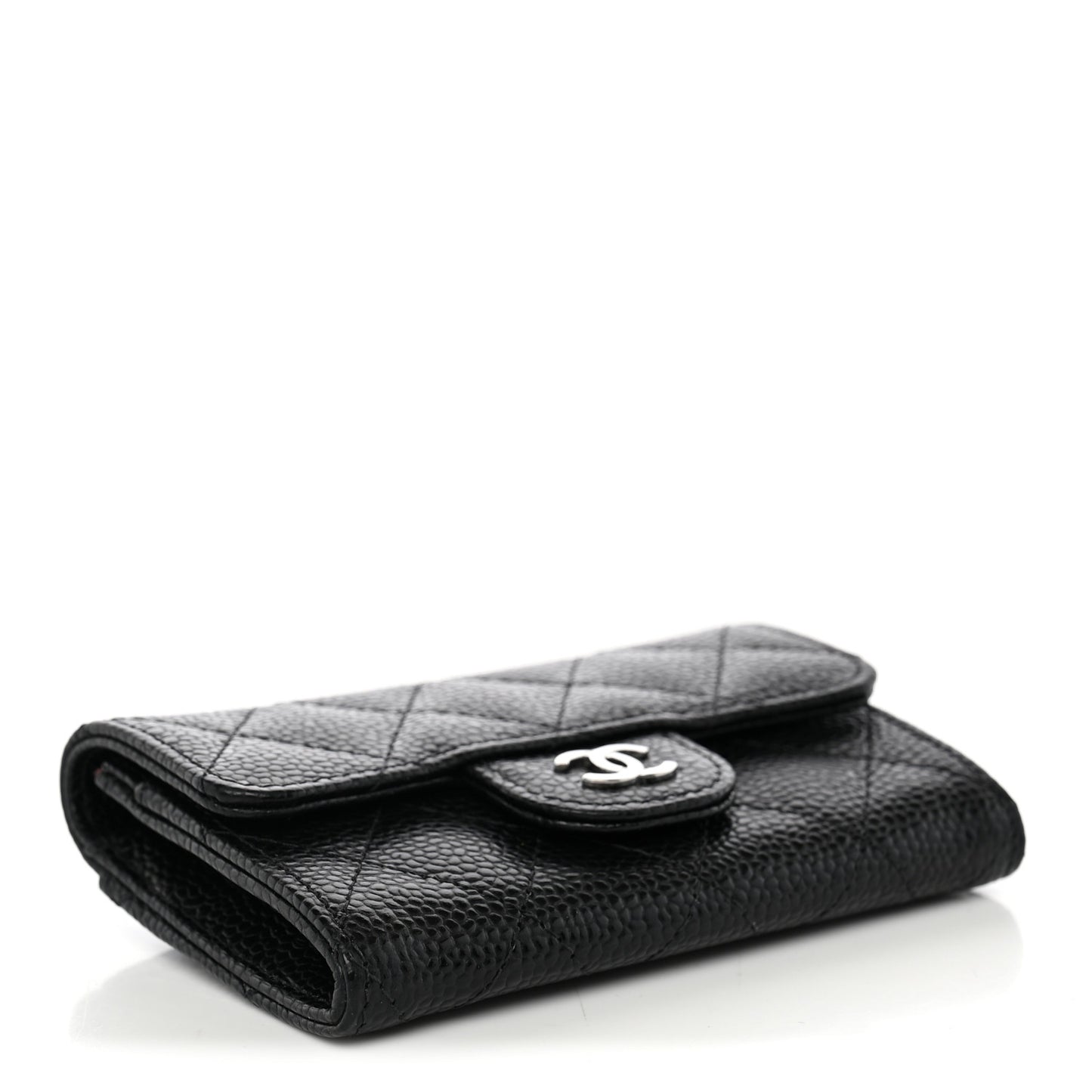 Caviar Quilted Flap Card Holder Black