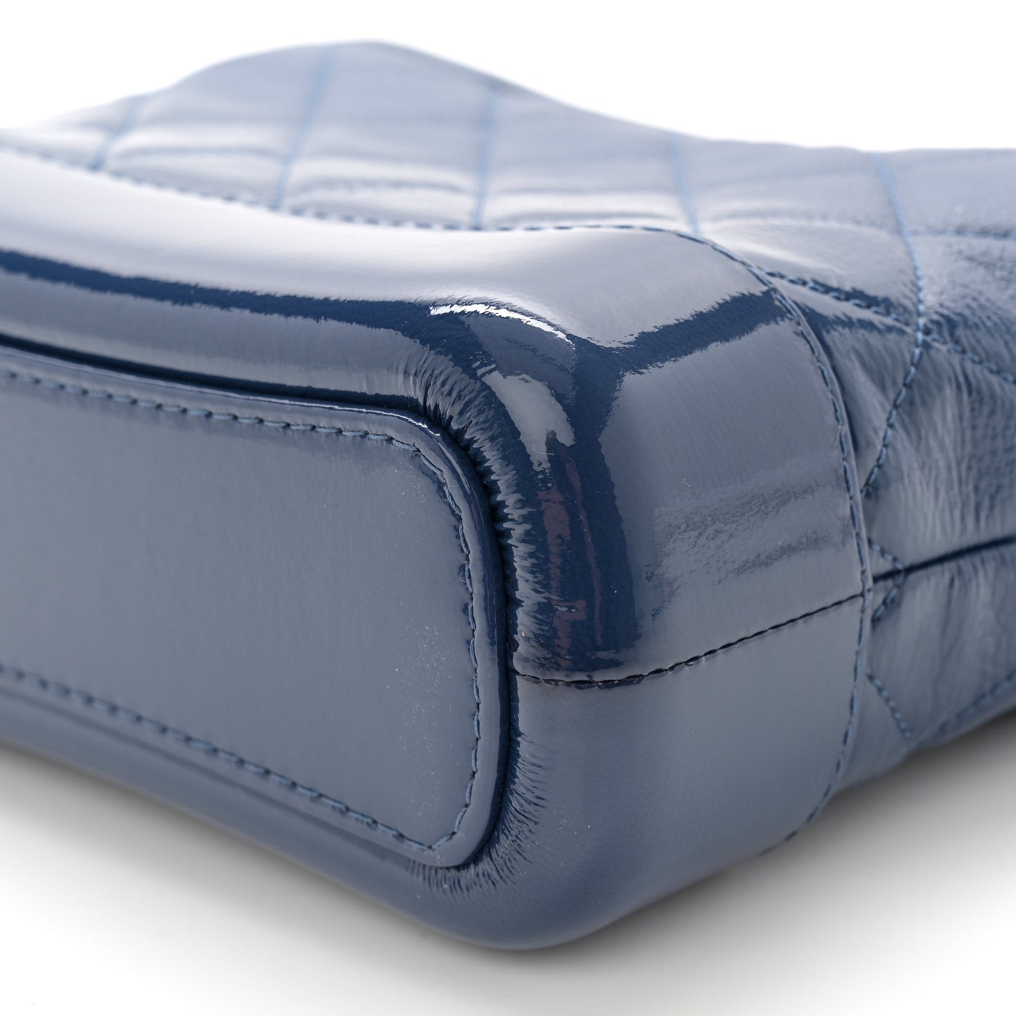Patent Goatskin Quilted Small Gabrielle Hobo Blue