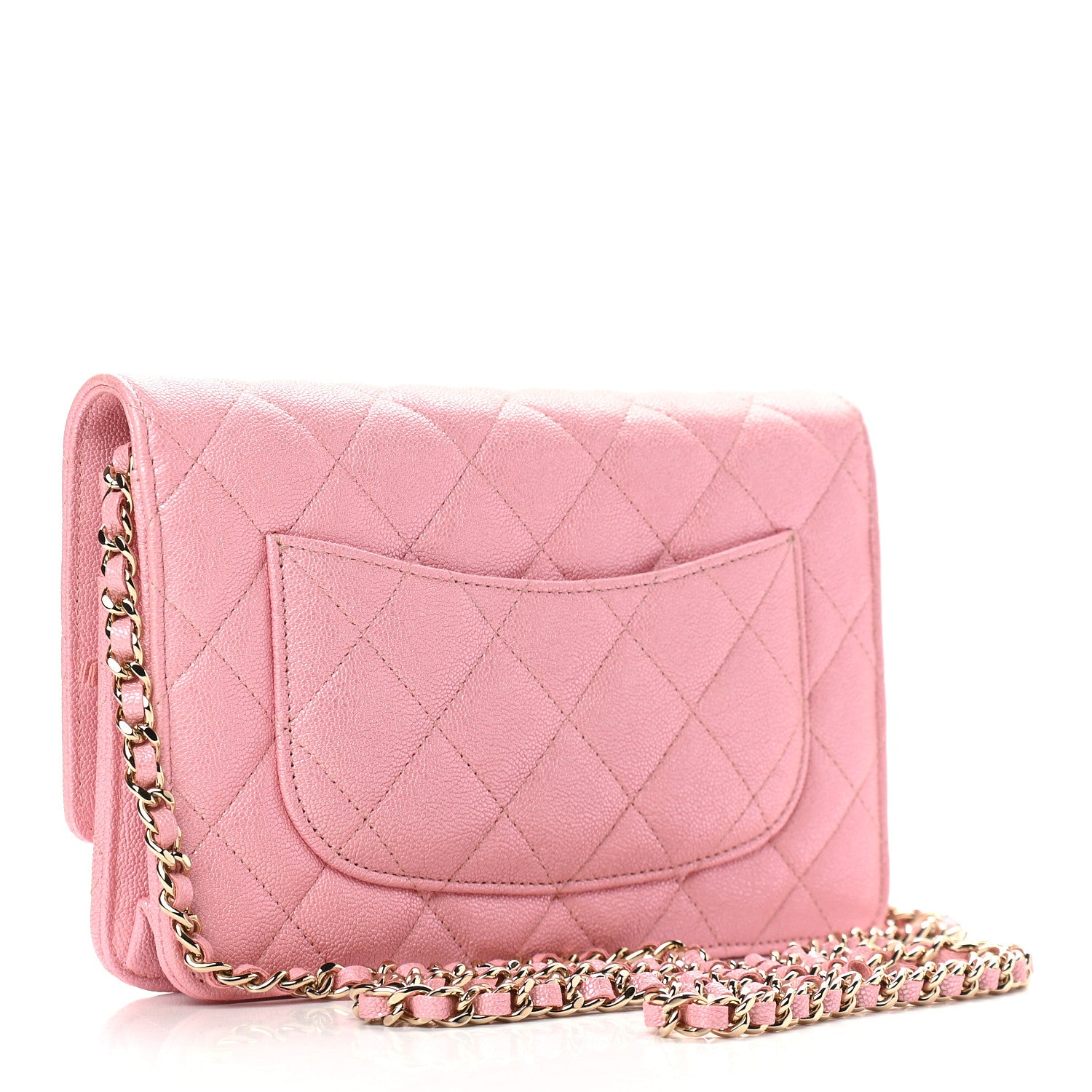 Chanel Iridescent Caviar Quilted Wallet on Chain WOC Rose Pink 3 of 11