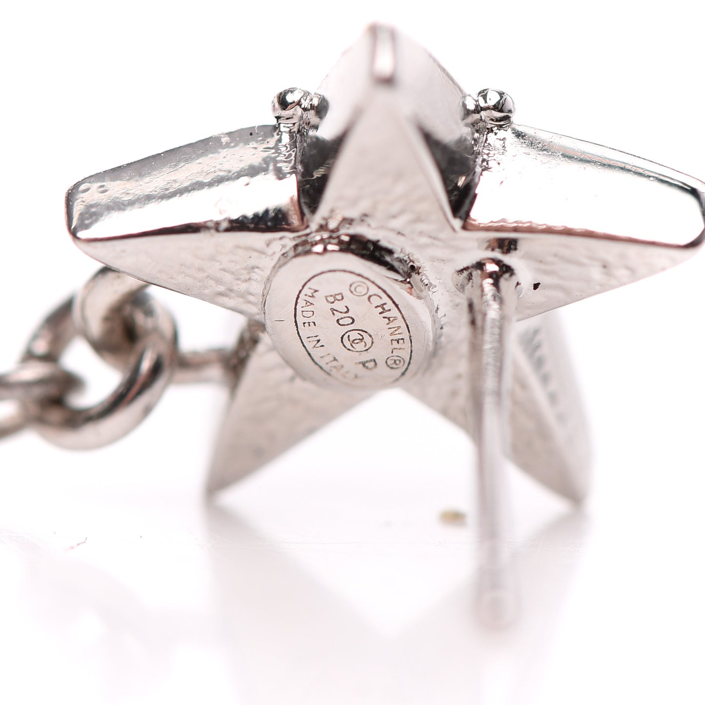 Crystal Pearl CC Star Drop Earrings Silver