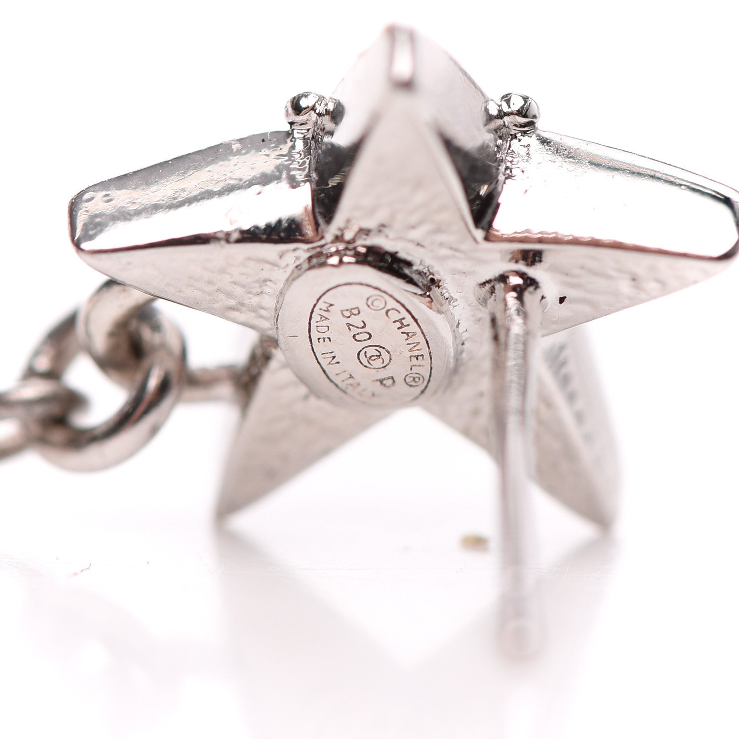 Chanel Crystal Pearl CC Star Drop Earrings Silver 4 of 4