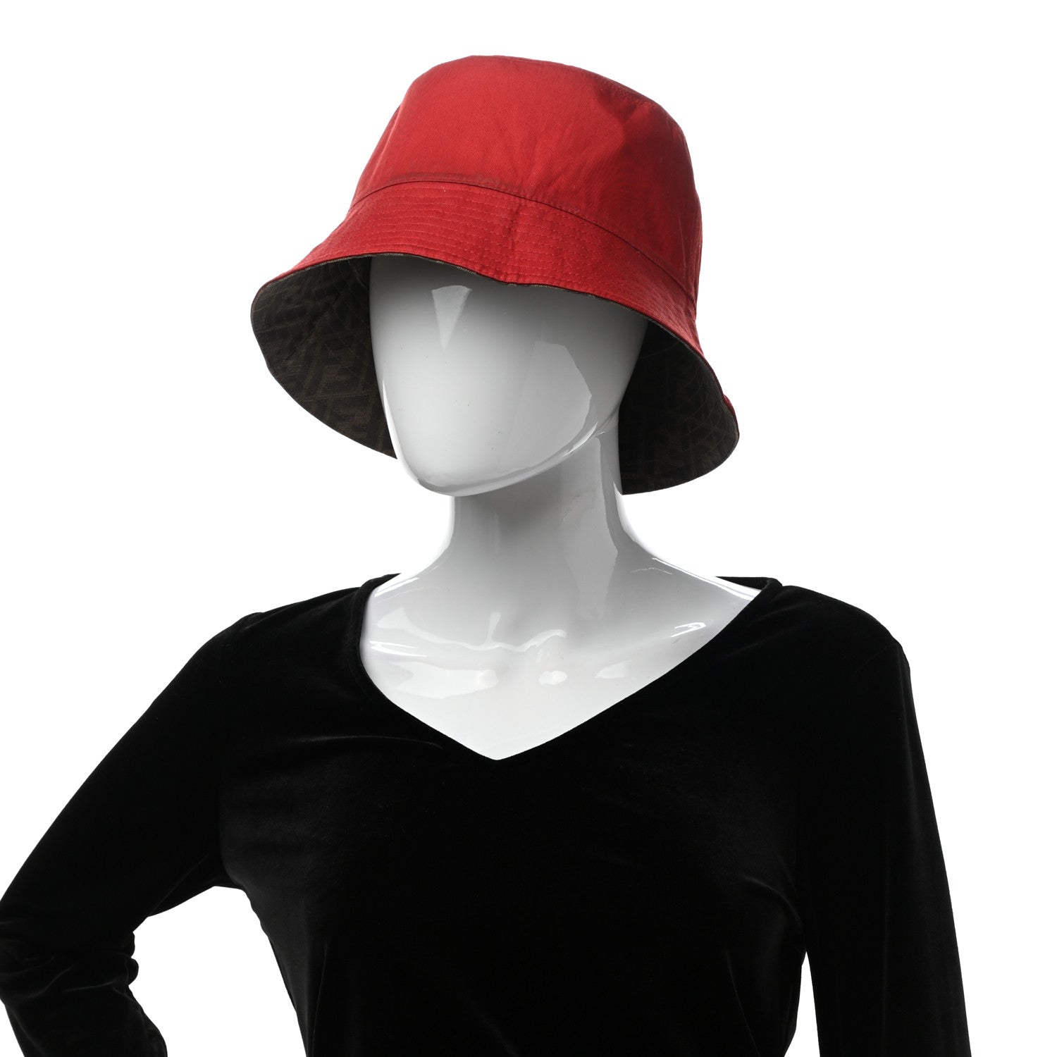 Fendi Technical Fabric FF Reversible Bucket Hat L Tobacco Red 2 of 17