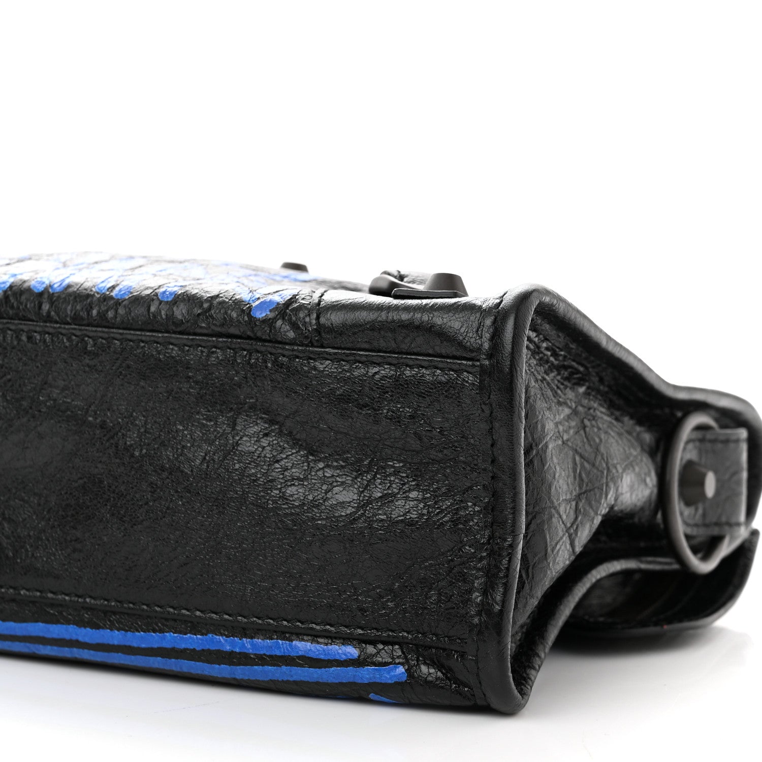 Balenciaga Agneau Arena Graffiti All Over Classic Hardware Mini City Black Bleu Violet 9 of 9