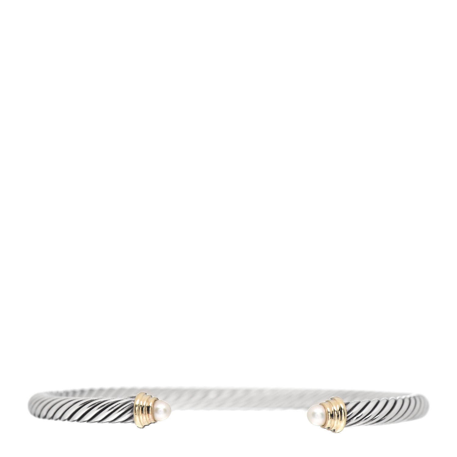 David Yurman Sterling Silver 18K Yellow Gold Pearl 4mm Cable Classics Bracelet 1 of 4