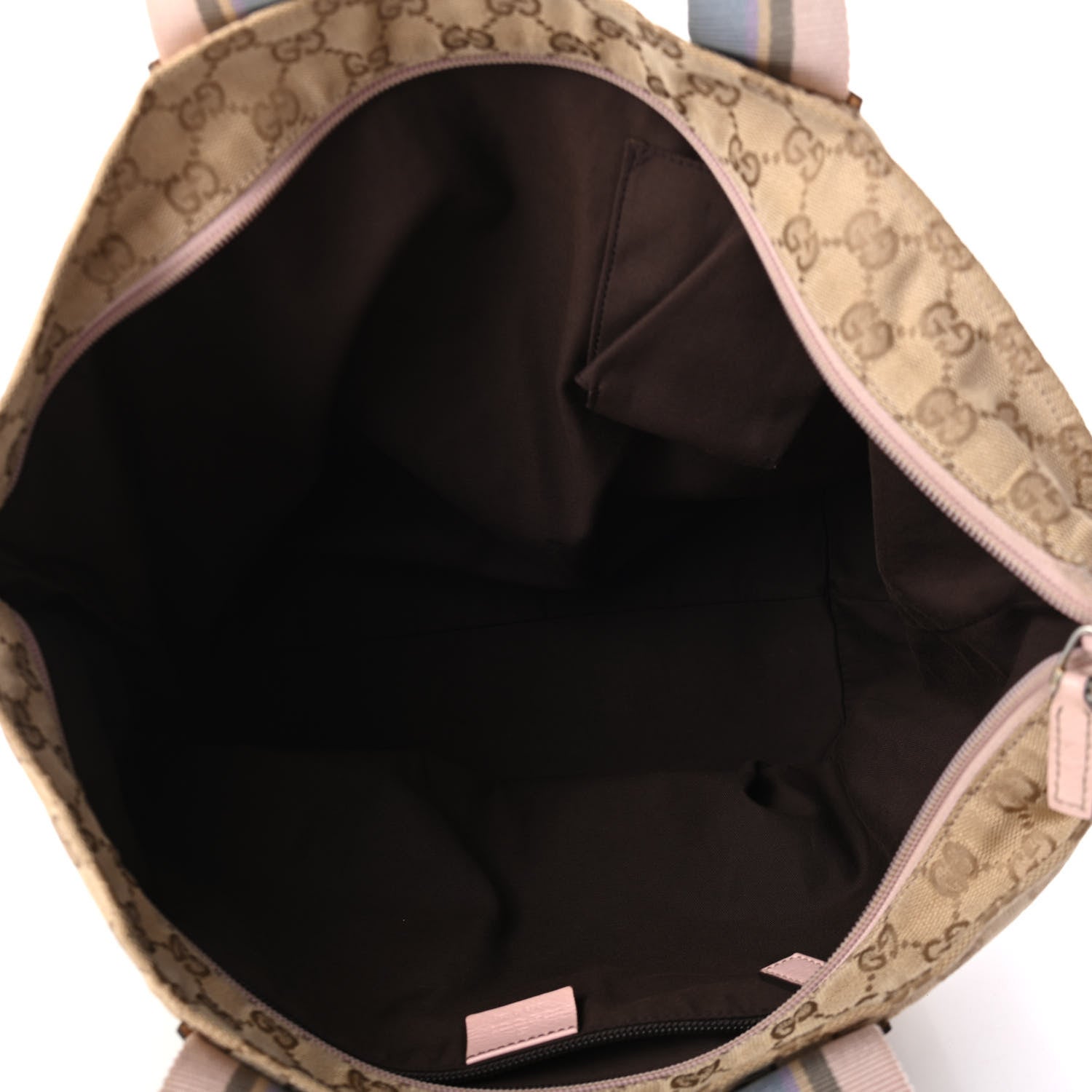 Gucci GG Monogram Large Web Handle Bucket Tote Pink Blue 3 of 4