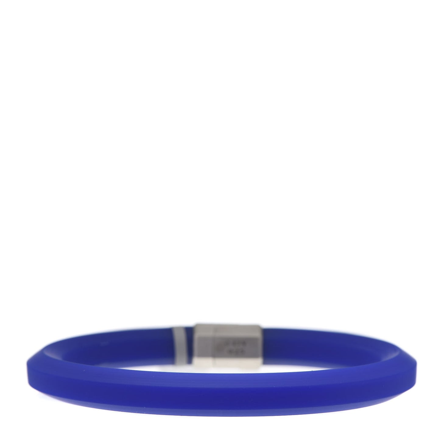 Sterling Silver Rubber 10.5mm Hex Bracelet Blue