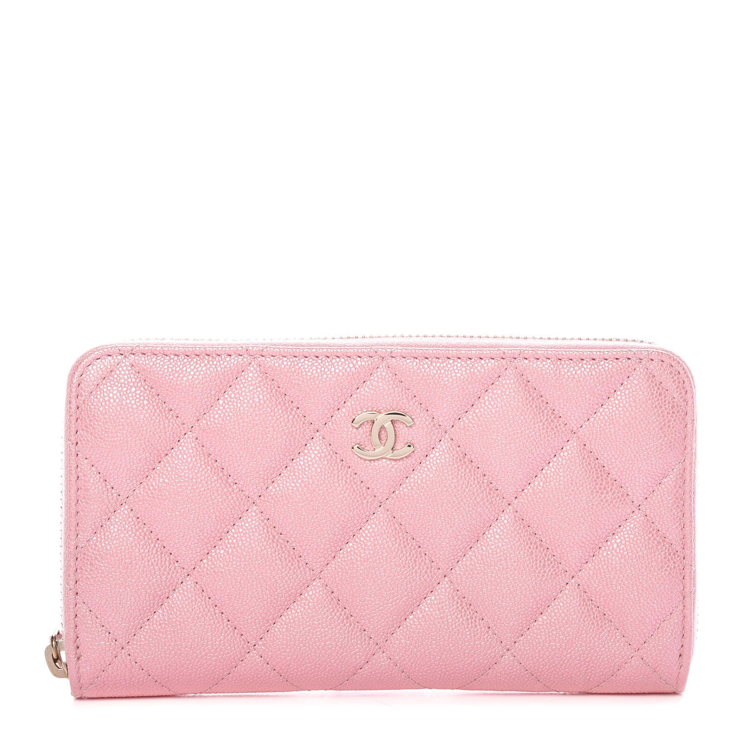 Chanel Iridescent Caviar Quilted Medium Zip Around Wallet Pink 1 of 14