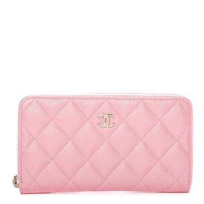 Chanel Iridescent Caviar Quilted Medium Zip Around Wallet Pink 1 of 14