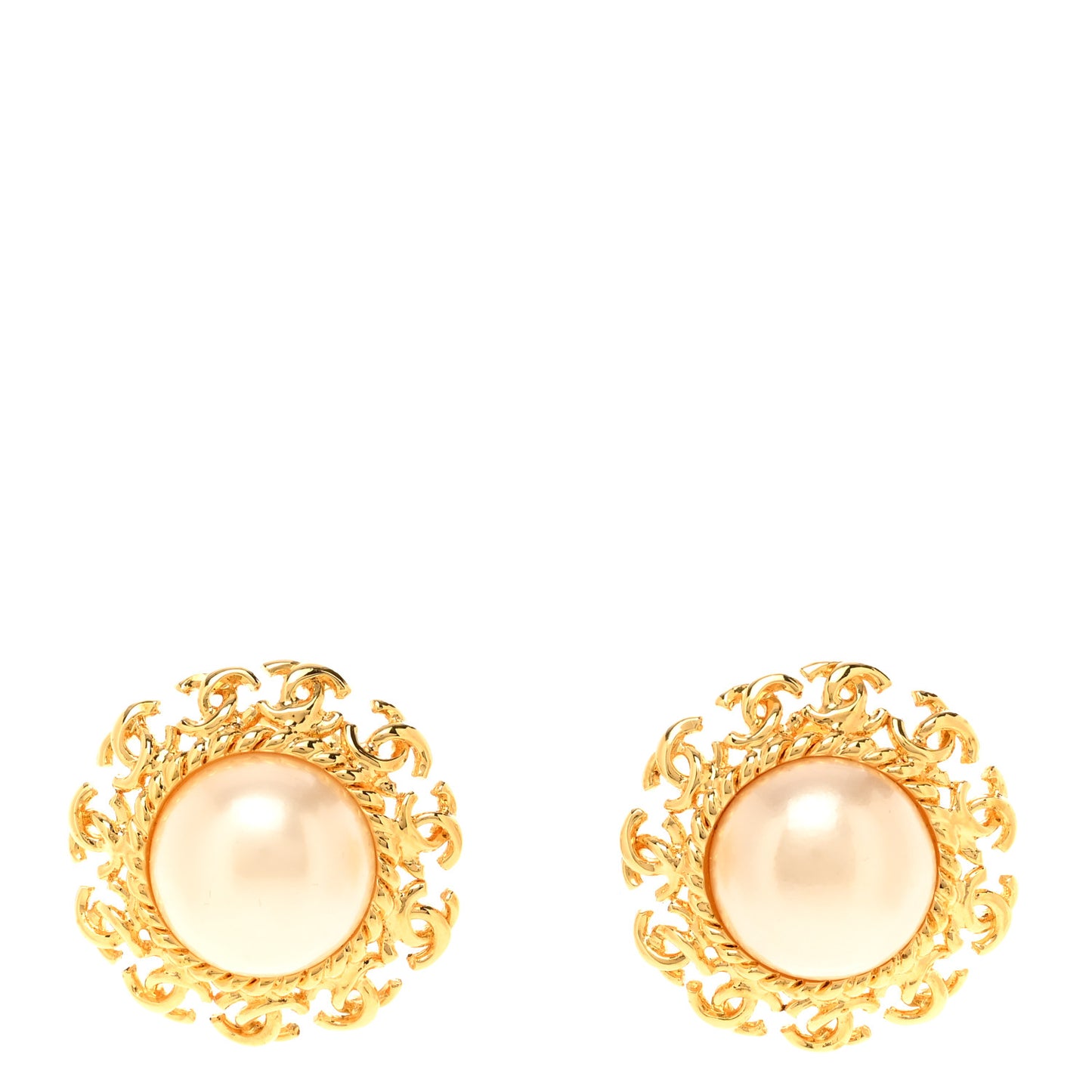 Pearl CC Clip On Earrings Gold