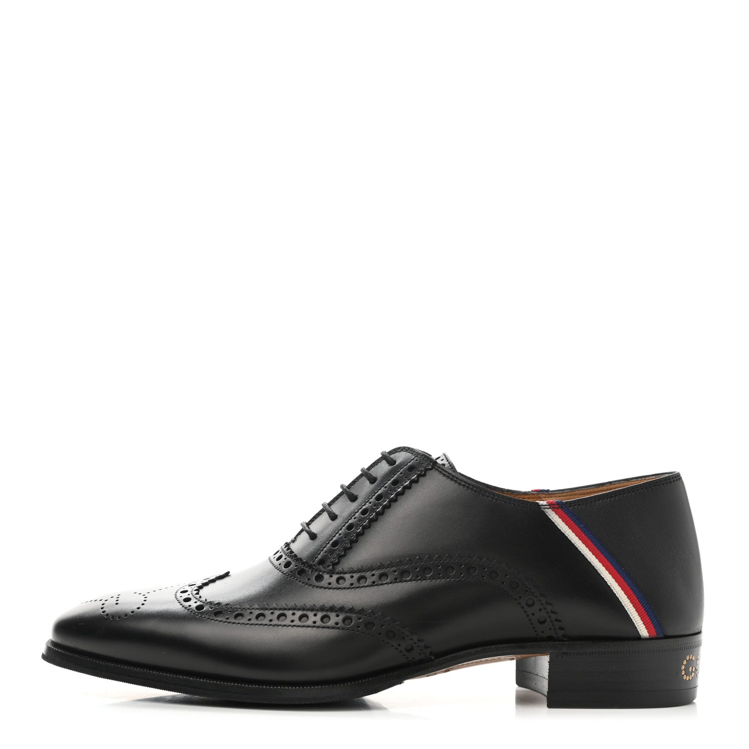 Gucci Calfskin Miro Soft Web Mens Spirit Wingtip Oxfords 6 Black 1 of 8