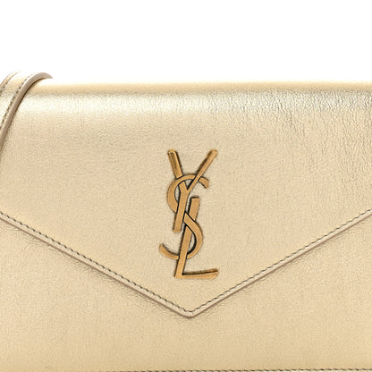 Saint Laurent Metallic Calfskin Monogram Envelope Chain Wallet Gold 5 of 12