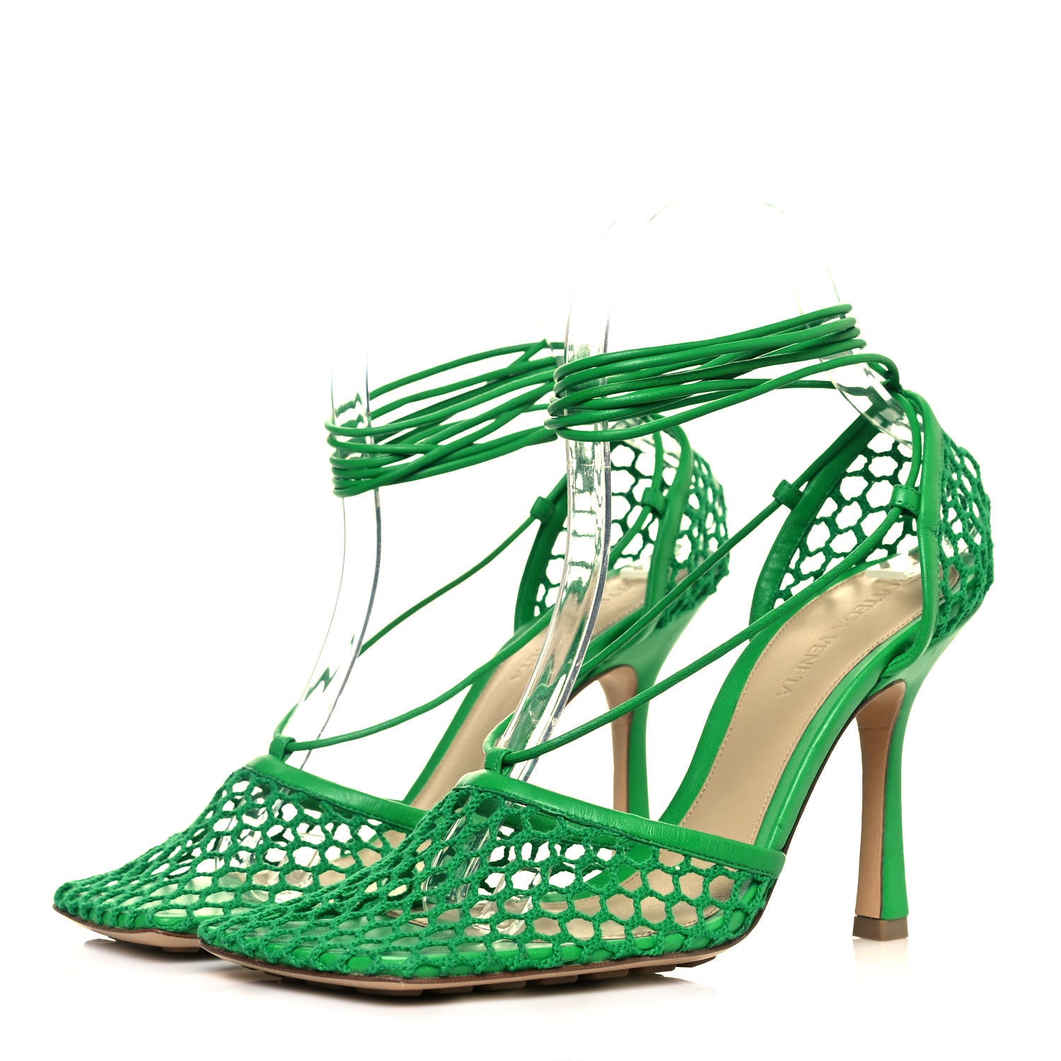 Bottega Veneta Mesh Nappa Stretch Ankle Tie 90mm Sandals 38 Grass 2 of 7