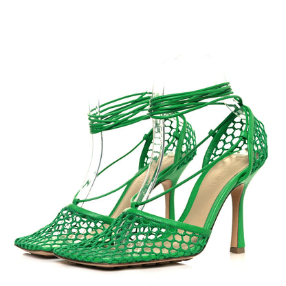 Bottega Veneta Mesh Nappa Stretch Ankle Tie 90mm Sandals 38 Grass 2 of 7
