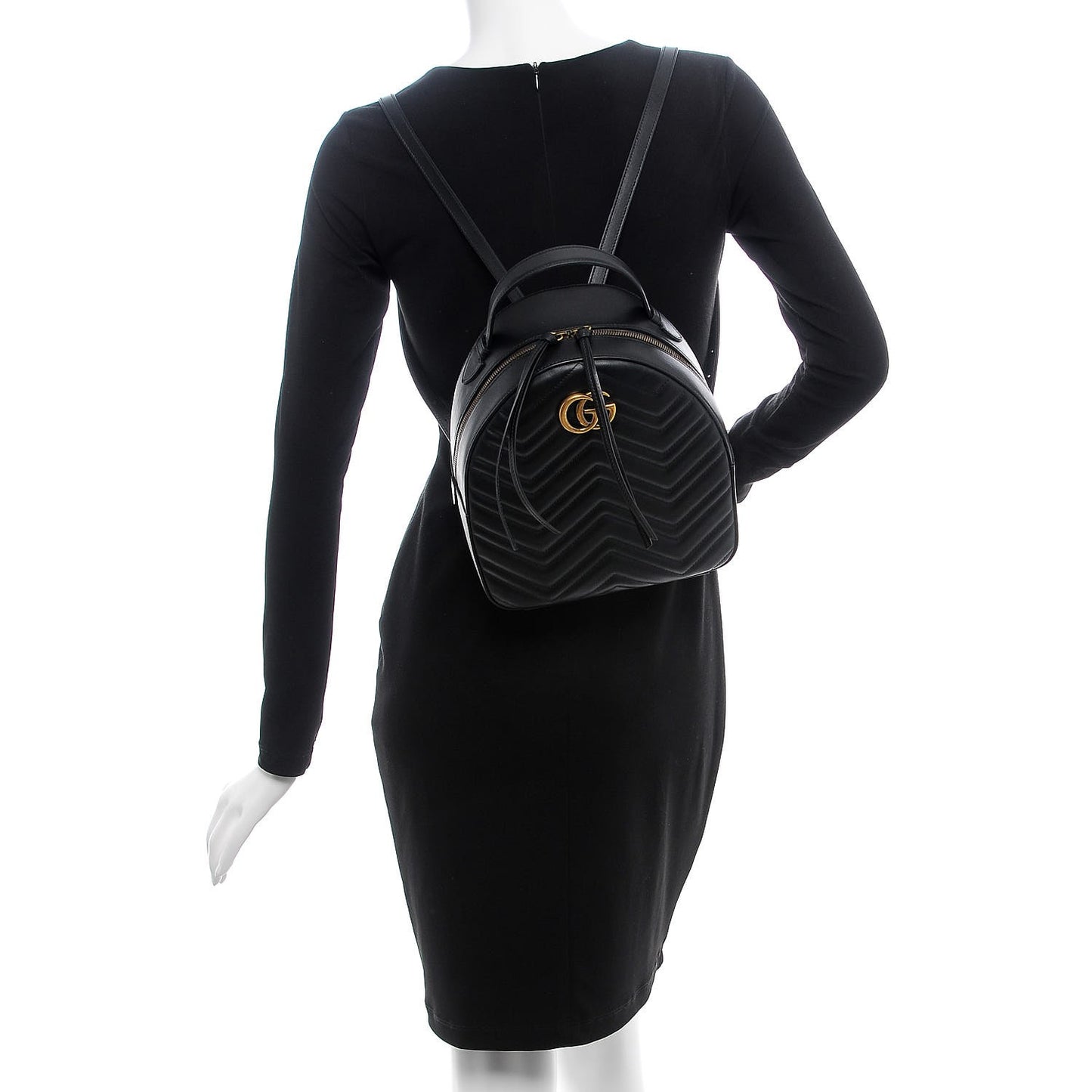 Calfskin Matelasse GG Marmont Backpack Black