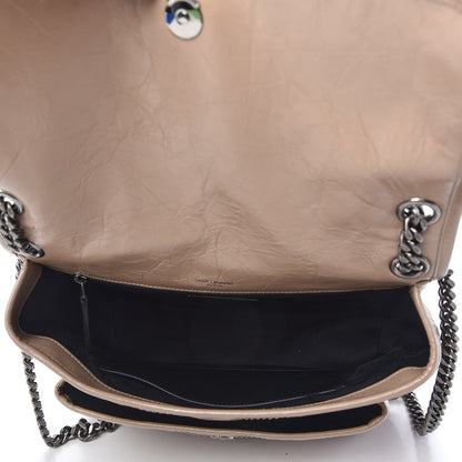 Saint Laurent Crinkled Calfskin Matelasse Monogram Medium Niki Chain Satchel Light Taupe 5 of 10