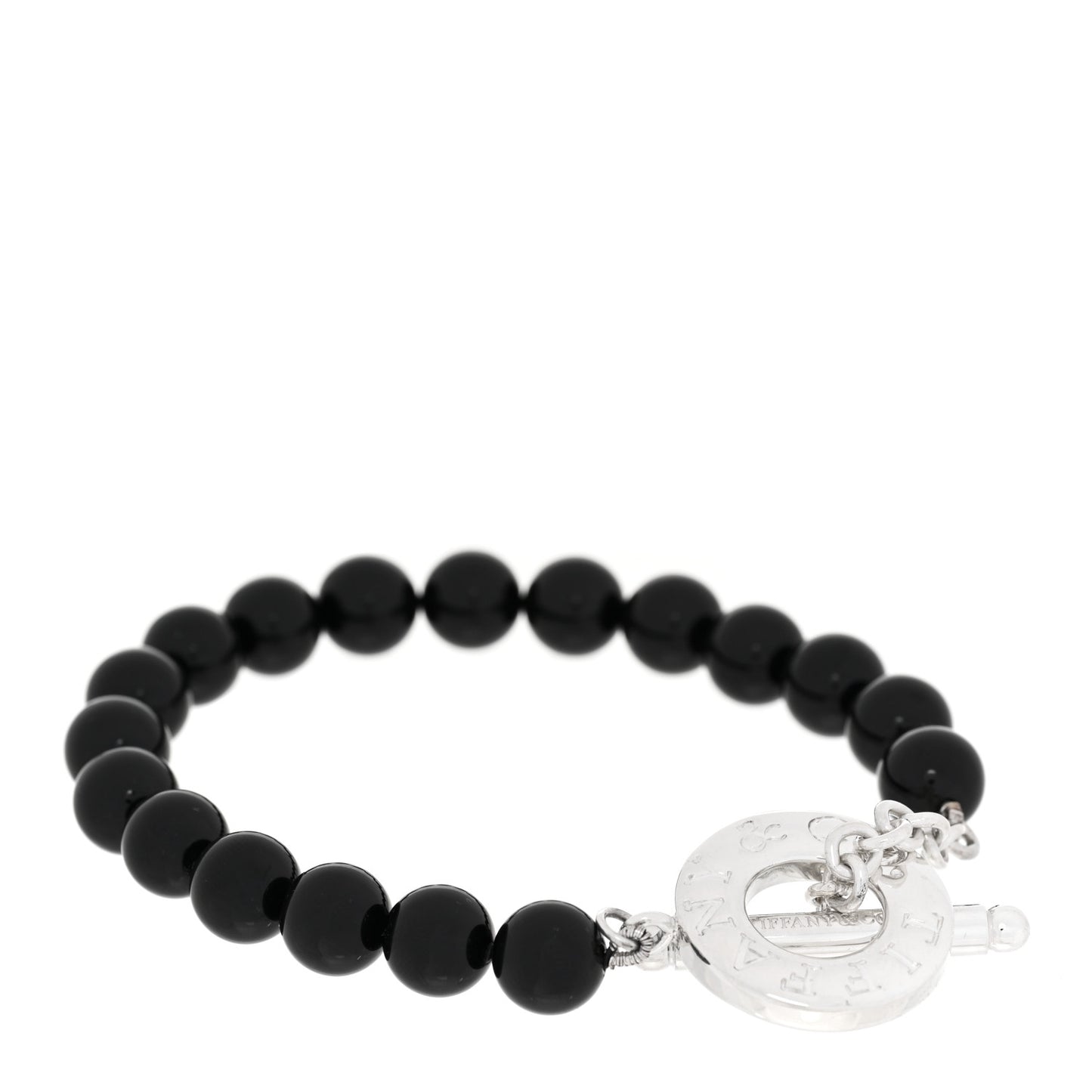 Sterling Silver Black Onyx Bead Toggle Bracelet