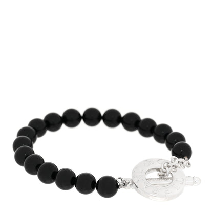 Tiffany Sterling Silver Black Onyx Bead Toggle Bracelet 1 of 4