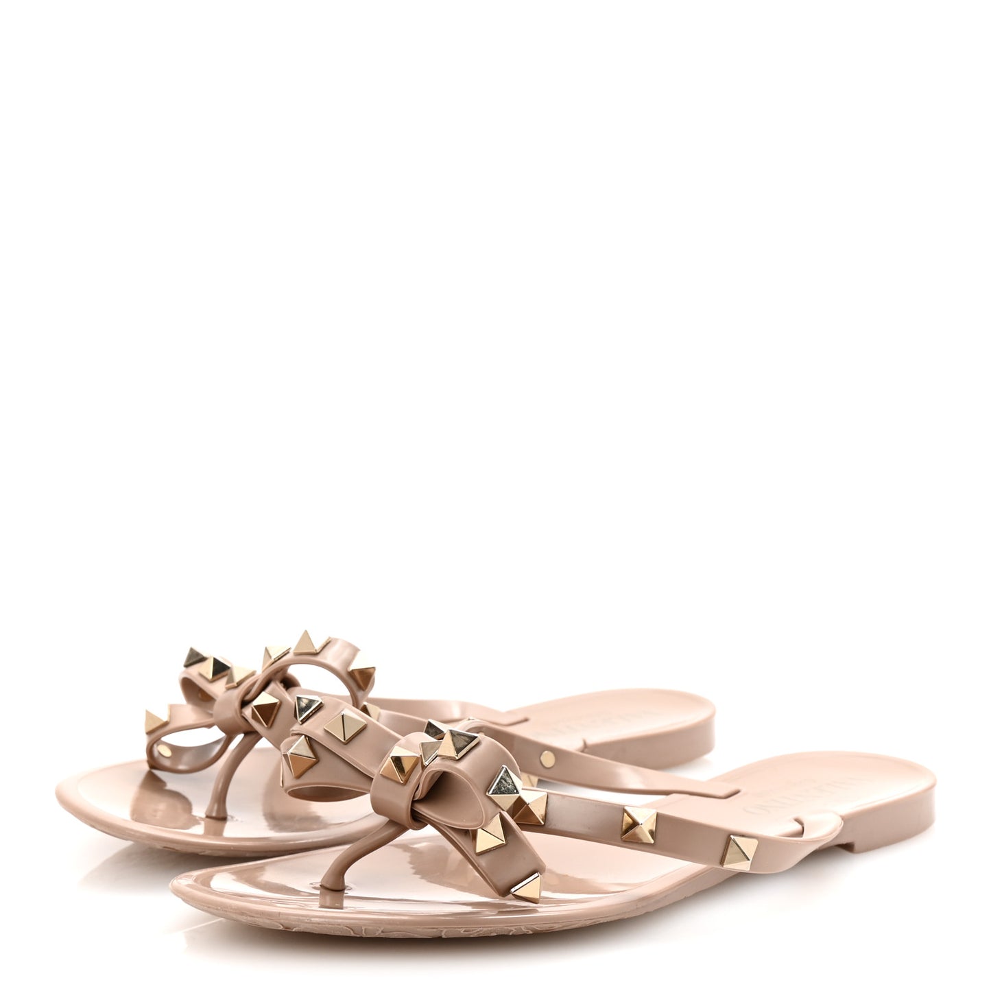 PVC Jelly Rockstud Bow Thong Sandals 35 Poudre