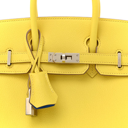 Hermes Taurillon Novillo Verso Birkin 25 Lime Bleuet 8 of 13