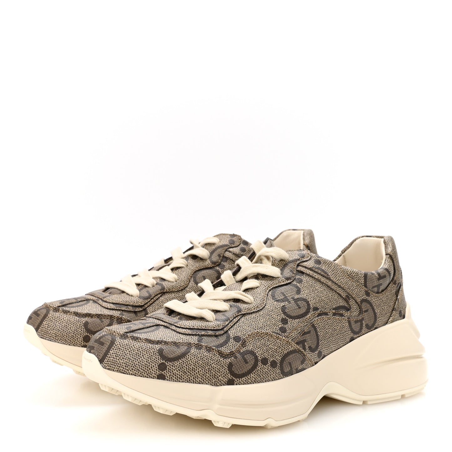 Maxi GG Supreme Monogram Gucci 100 Womens Rhyton Sneakers 40 Beige Ebony