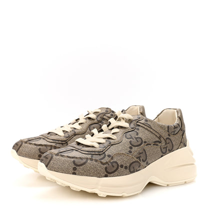 Gucci Maxi GG Supreme Monogram Gucci 100 Womens Rhyton Sneakers 40 Beige Ebony 4 of 10