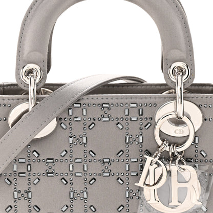 Christian Dior Satin Crystal Cannage Mini Lady Dior Gray 8 of 11