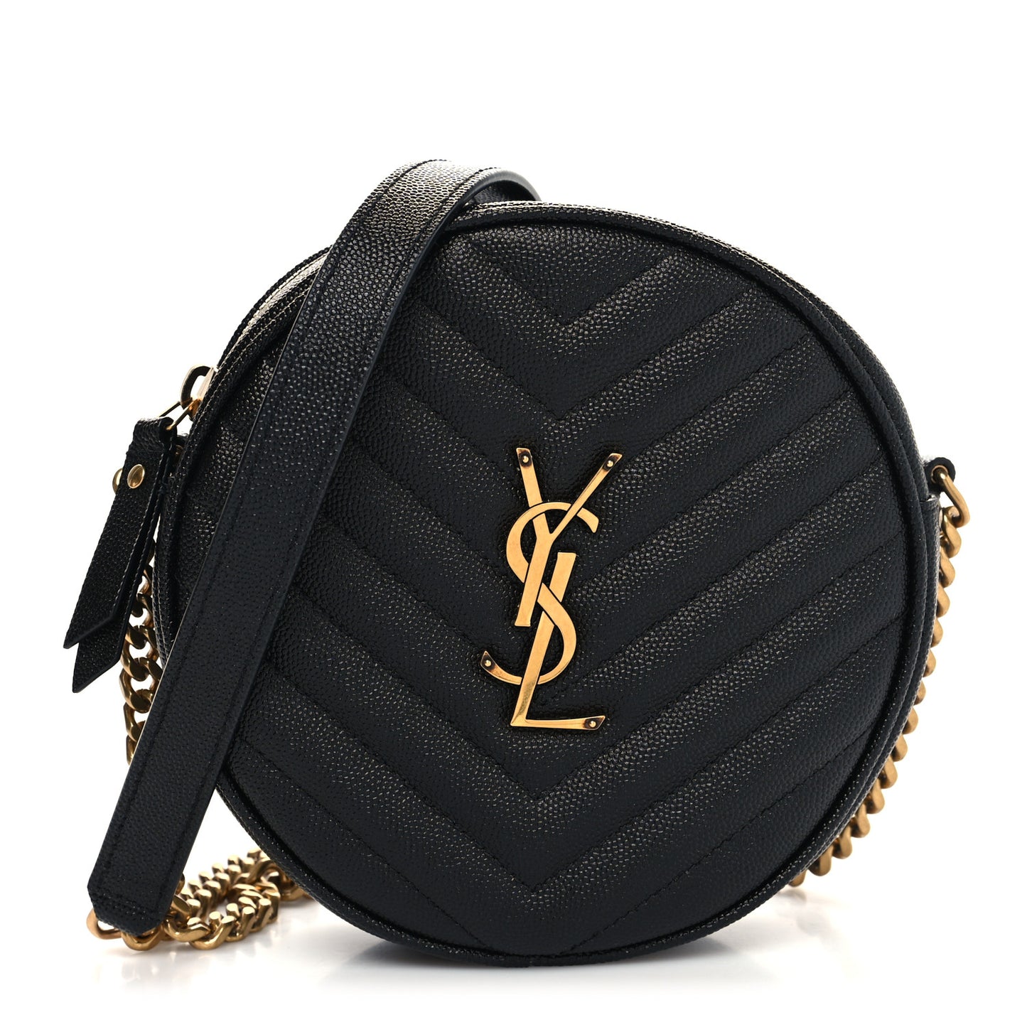 Grain De Poudre Matelasse Chevron Quilted Round Vinyle Camera Bag Black