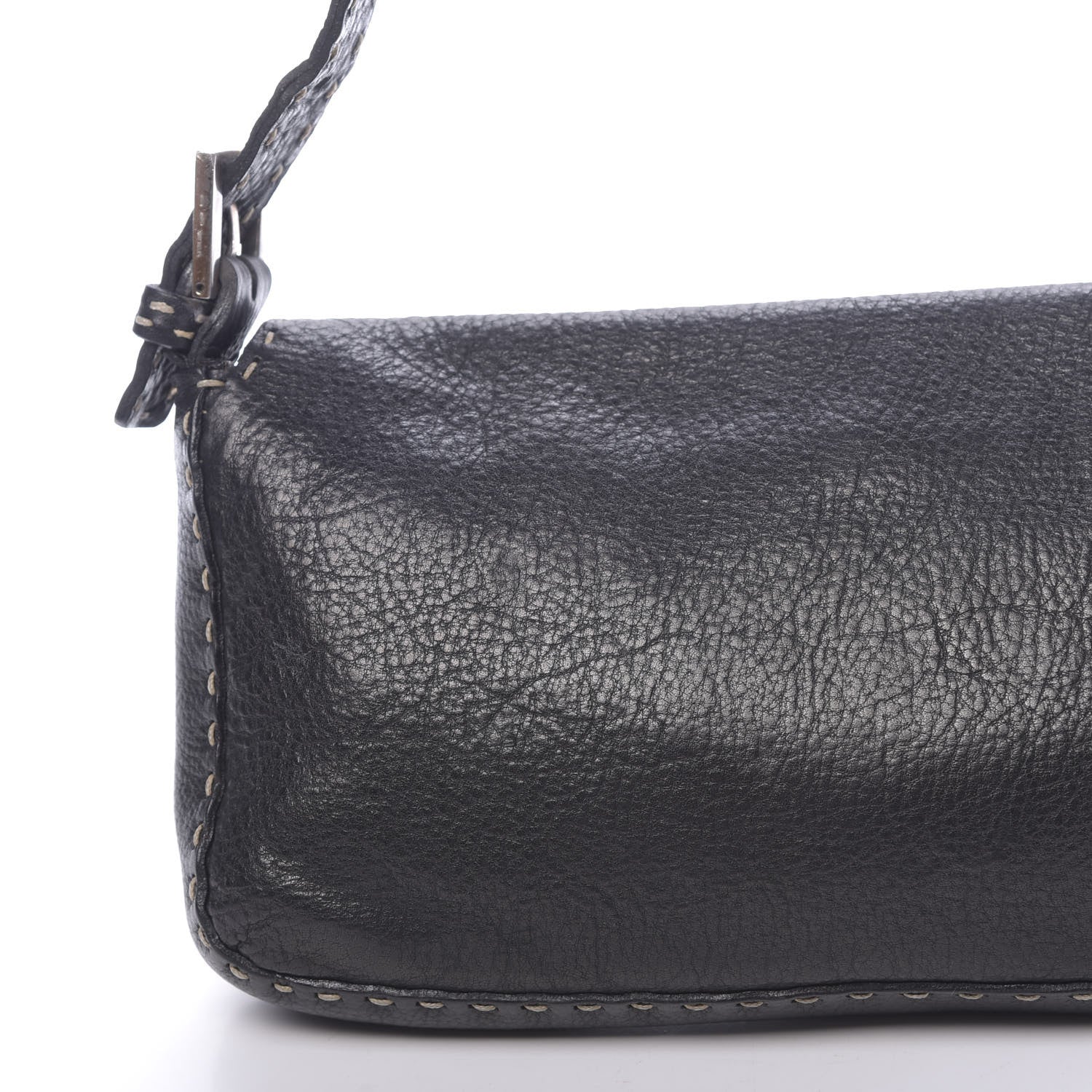 Fendi Calfskin Romano Selleria Baguette Black 10 of 11