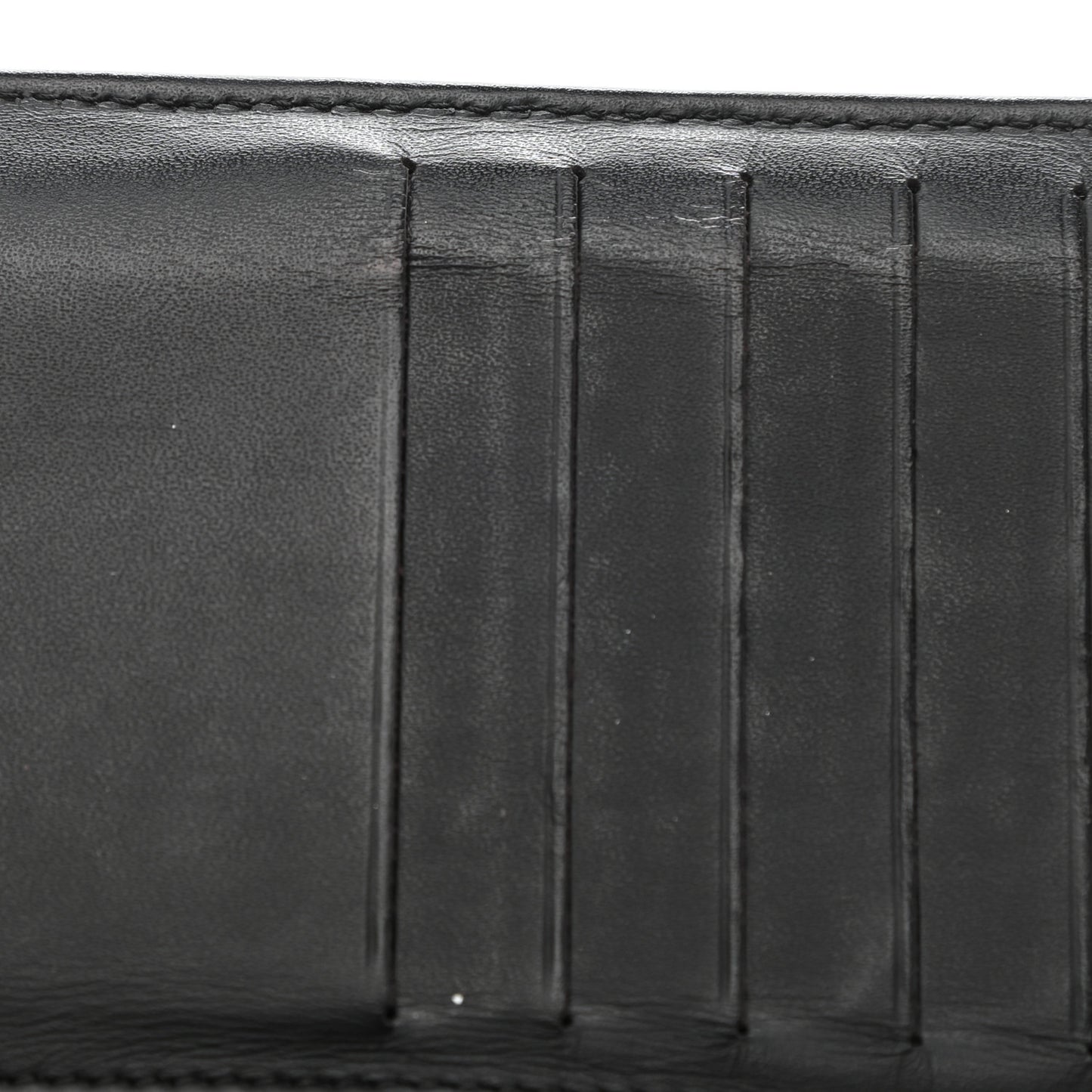 Glittered Calfskin Quilted Yen Wallet Black