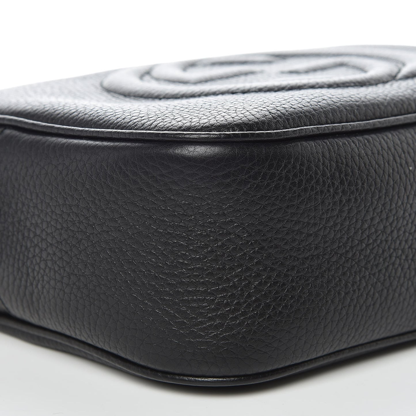 Pebbled Calfskin Small Soho Disco Bag Black