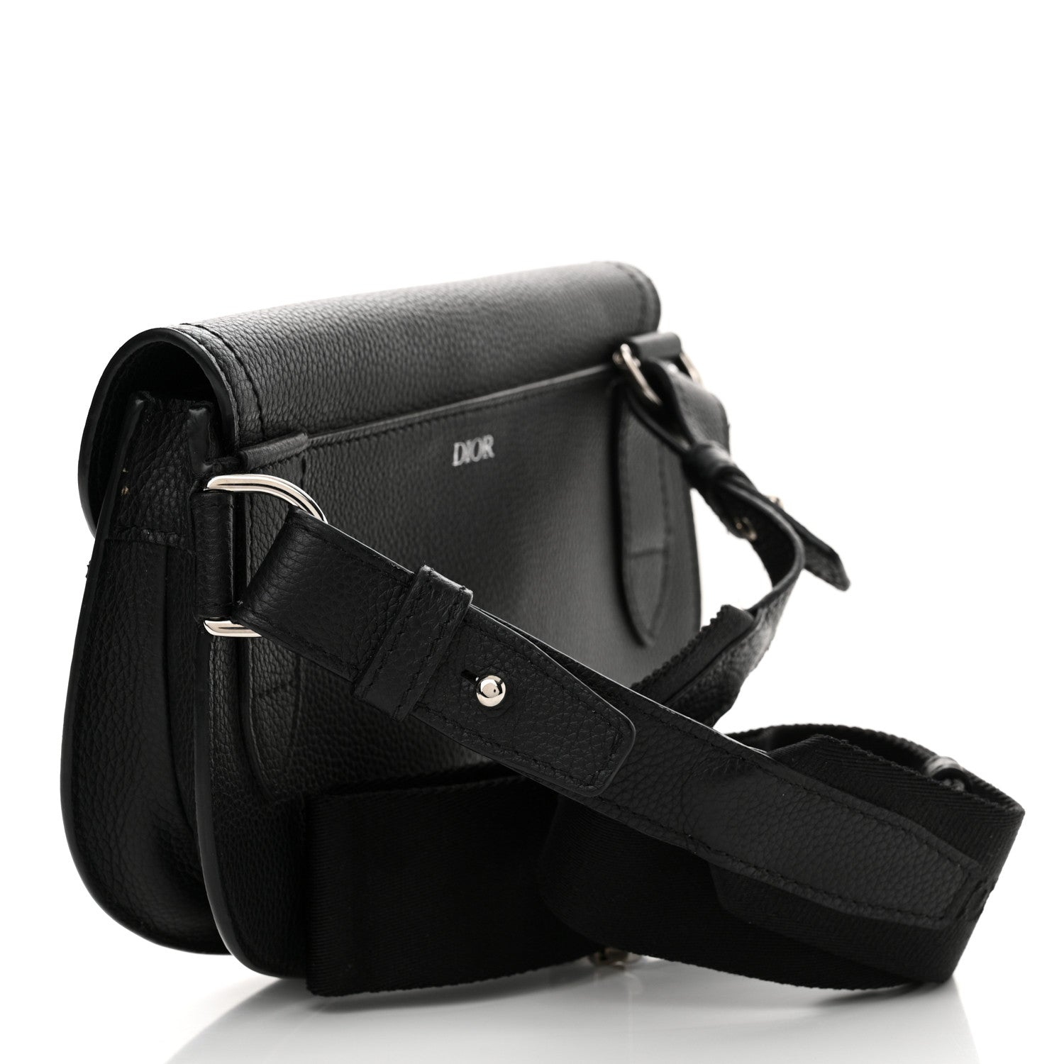 Christian Dior Grained Calfskin Saddle Messenger Bag Black 3 of 14