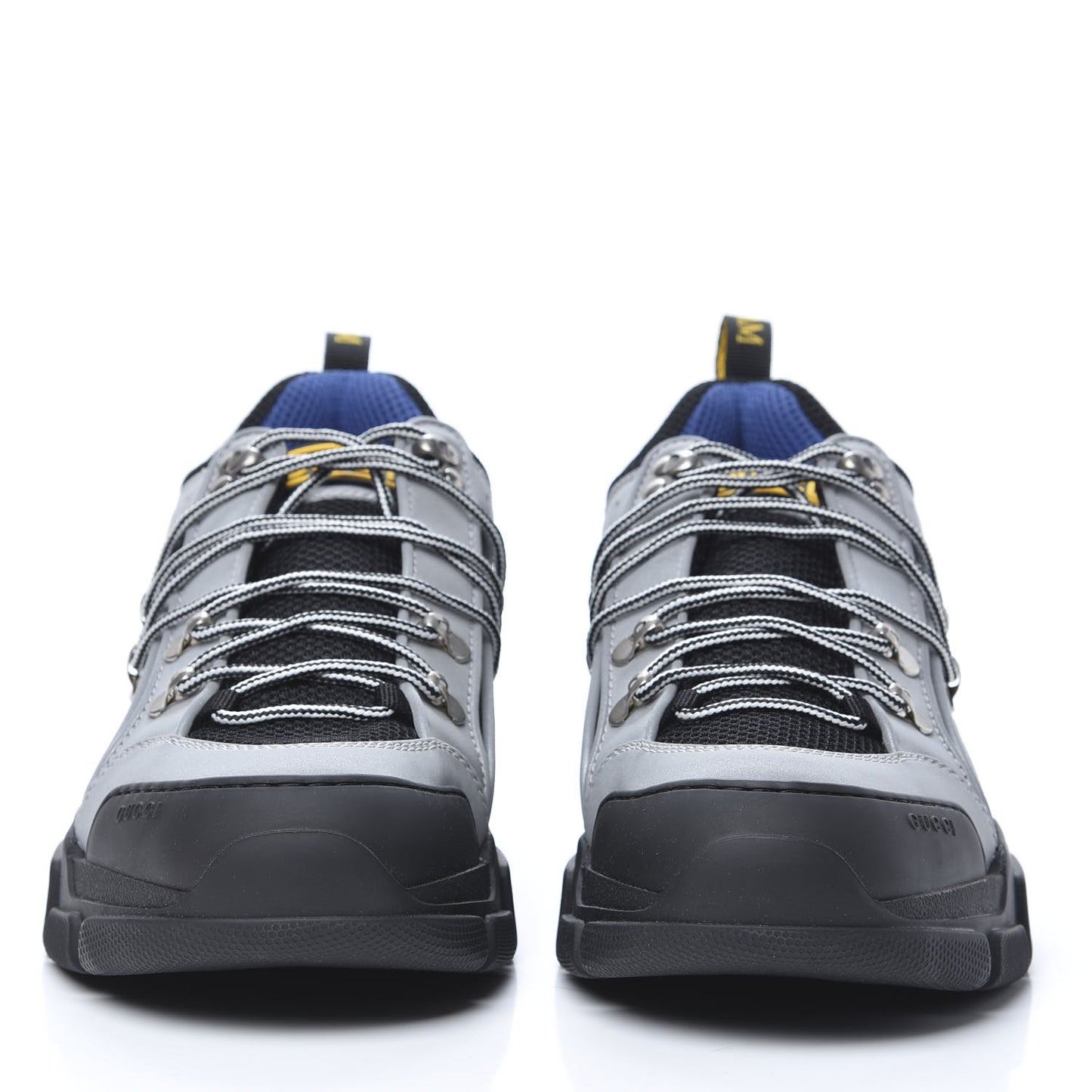 X SEGA Mesh Technical Canvas Calfskin Reflective Mens Flashtrek Sneakers 9.5 Silver Black