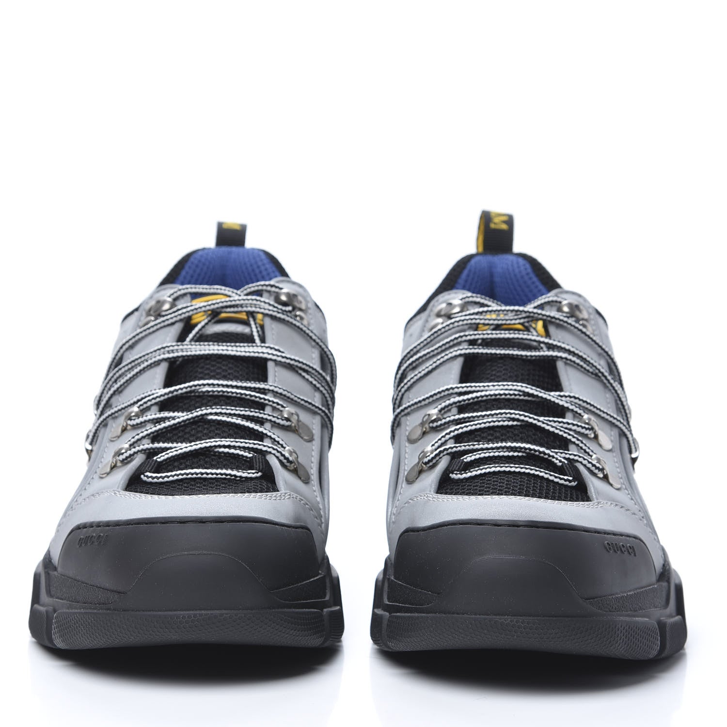 Gucci X SEGA Mesh Technical Canvas Calfskin Reflective Mens Flashtrek Sneakers 9.5 Silver Black 2 of 8
