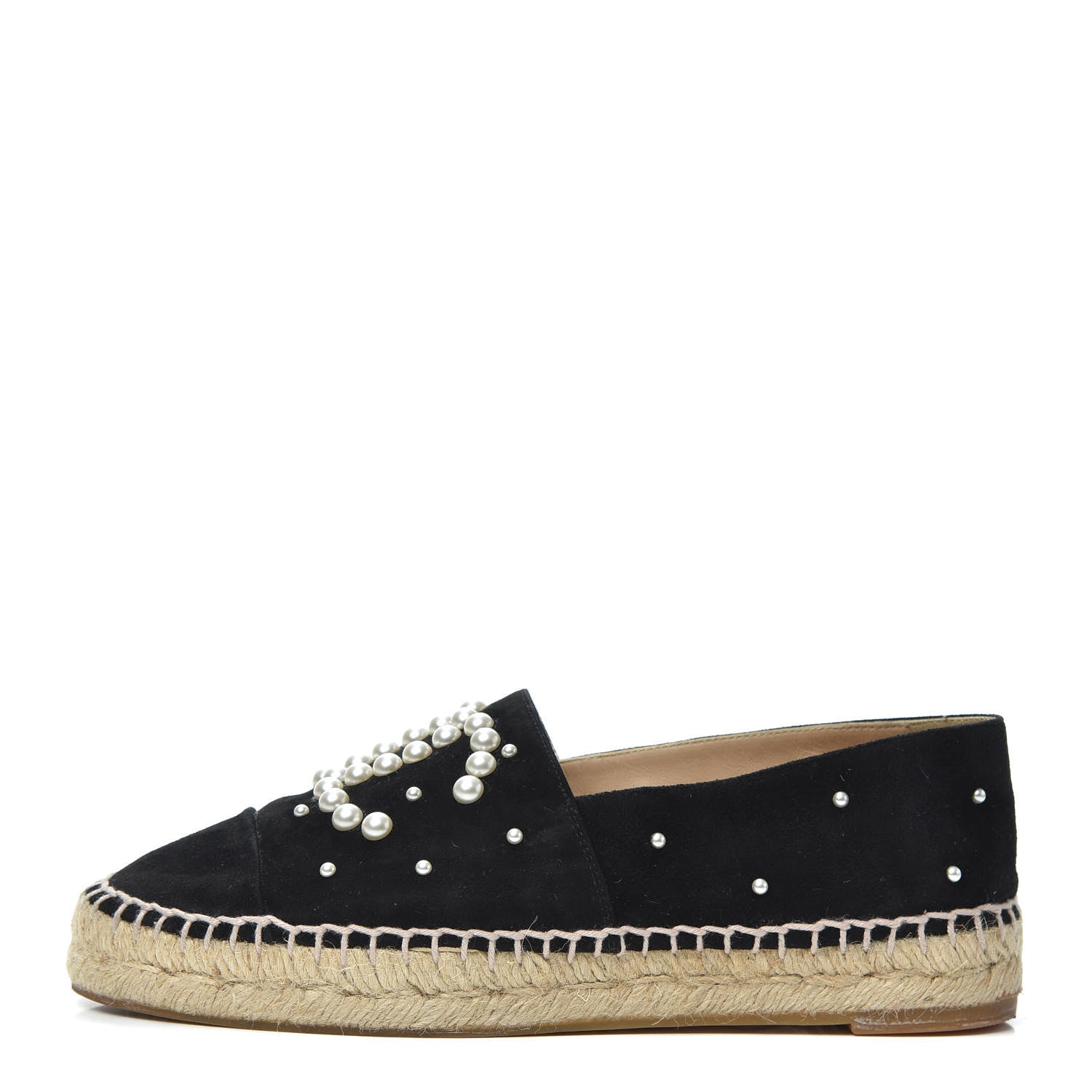 Chanel Suede Pearl CC Espadrilles 36 Black 1 of 7