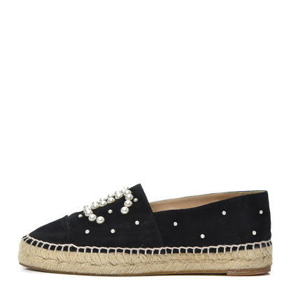 Chanel Suede Pearl CC Espadrilles 36 Black 1 of 7