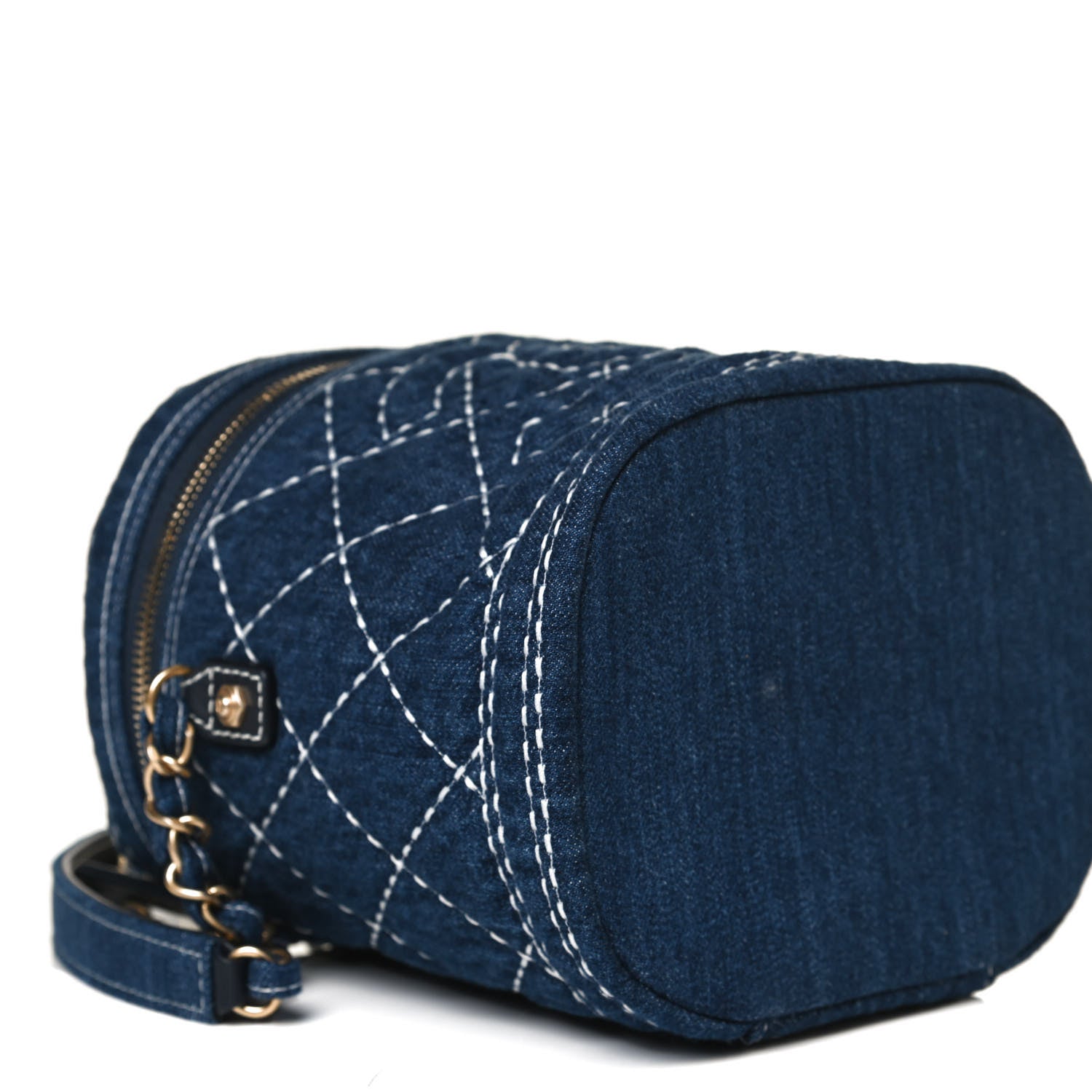 Chanel Denim Quilted Denim Trip Vanity Cosmetic Case Blue 8 of 11