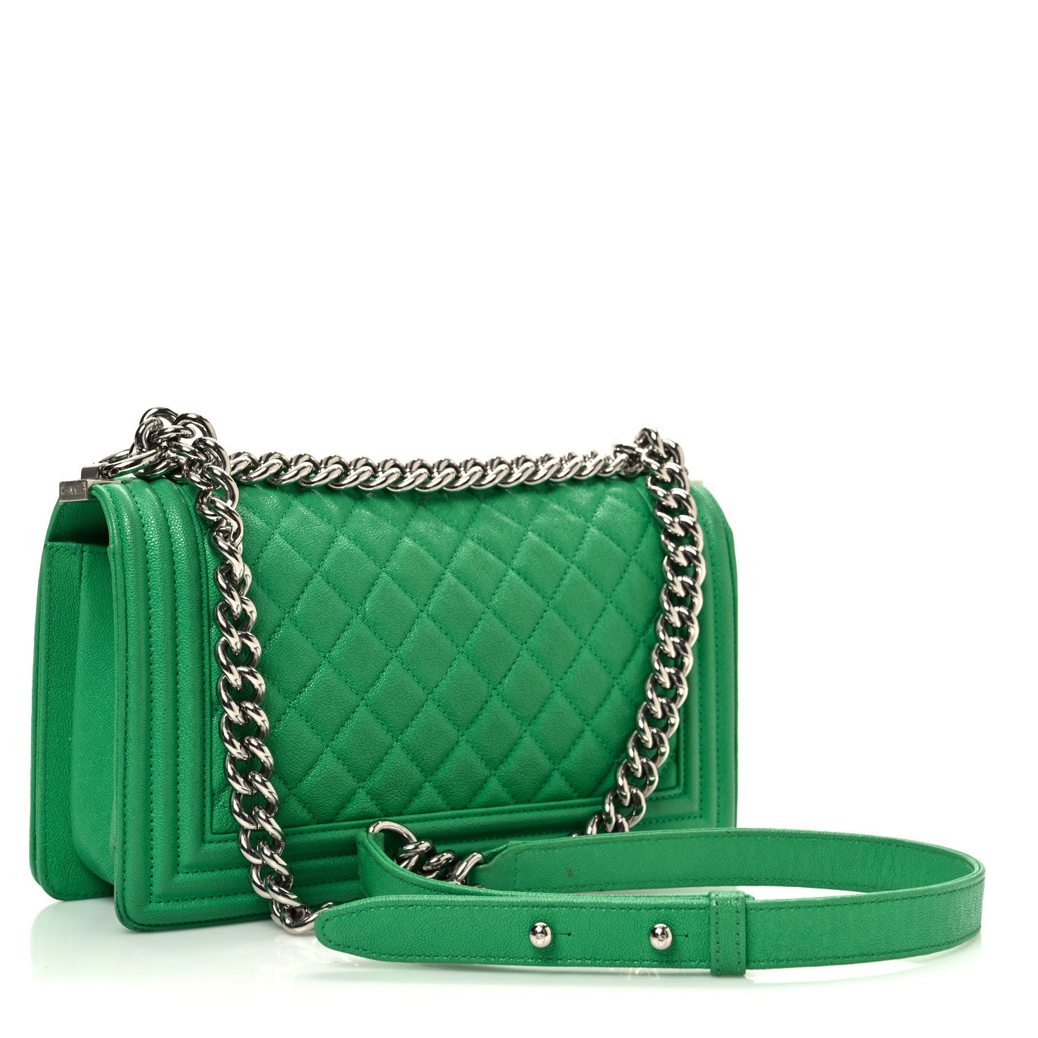 Chanel Caviar Quilted Medium Boy Flap Green 3 of 11