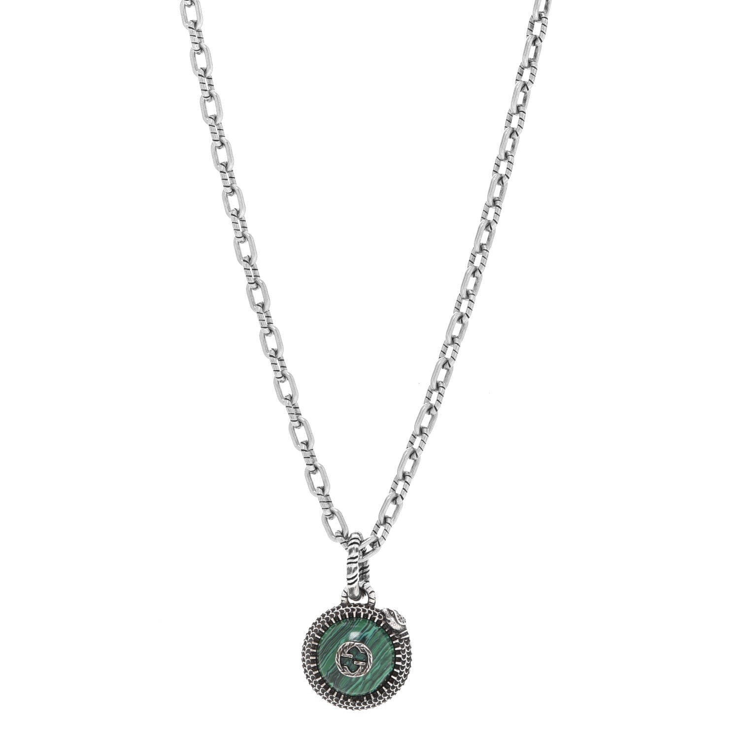 Gucci Sterling Silver Resin Garden GG Necklace Green 1 of 6