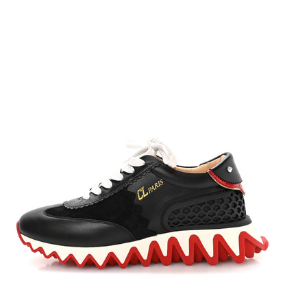 Christian Louboutin Calfskin Suede Patent Womens Loubishark Sneakers 38.5 Black Loubi 1 of 7