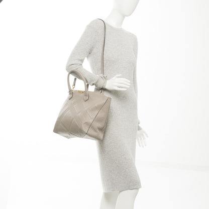 Burberry Heritage Grain Check Embossed Medium Dewsbury Tote Pale Grey 4 of 8