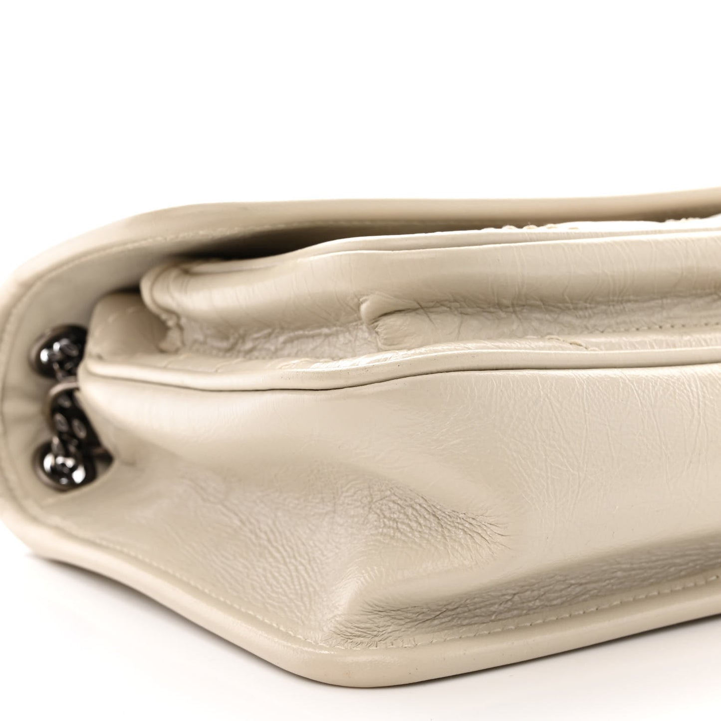 Crinkled Calfskin Matelasse Monogram Baby Niki Chain Satchel Ivory